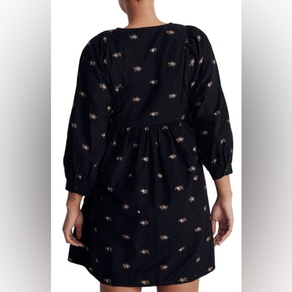 Sold Out NWT Madewell Corduroy Quilted-Bib Mini Dress in Blurred Ikat - Picture 3 of 11